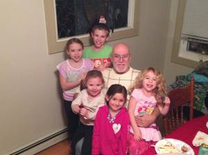 Jack Cunningham with 5 of his 8 grandchildren on his 65 birthday.